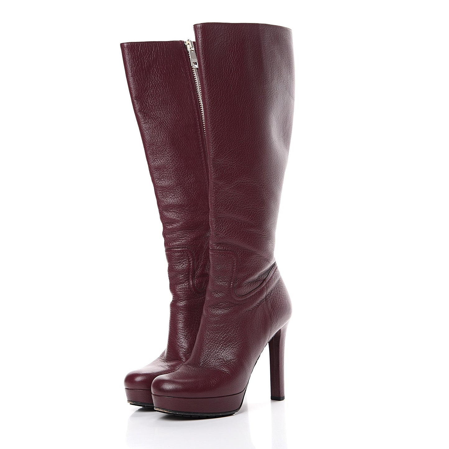 Calfskin Anouk Knee High Boots 37.5 Burgundy