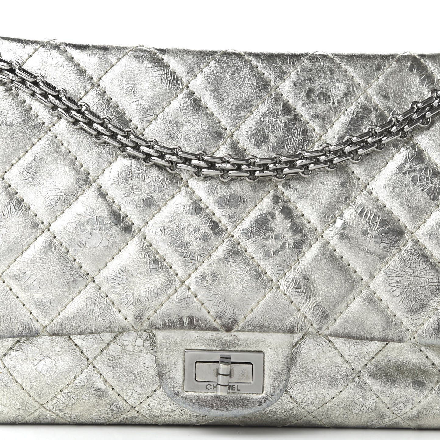 Metallic Aged Calfskin Quilted 2.55 Reissue 226 Flap Silver