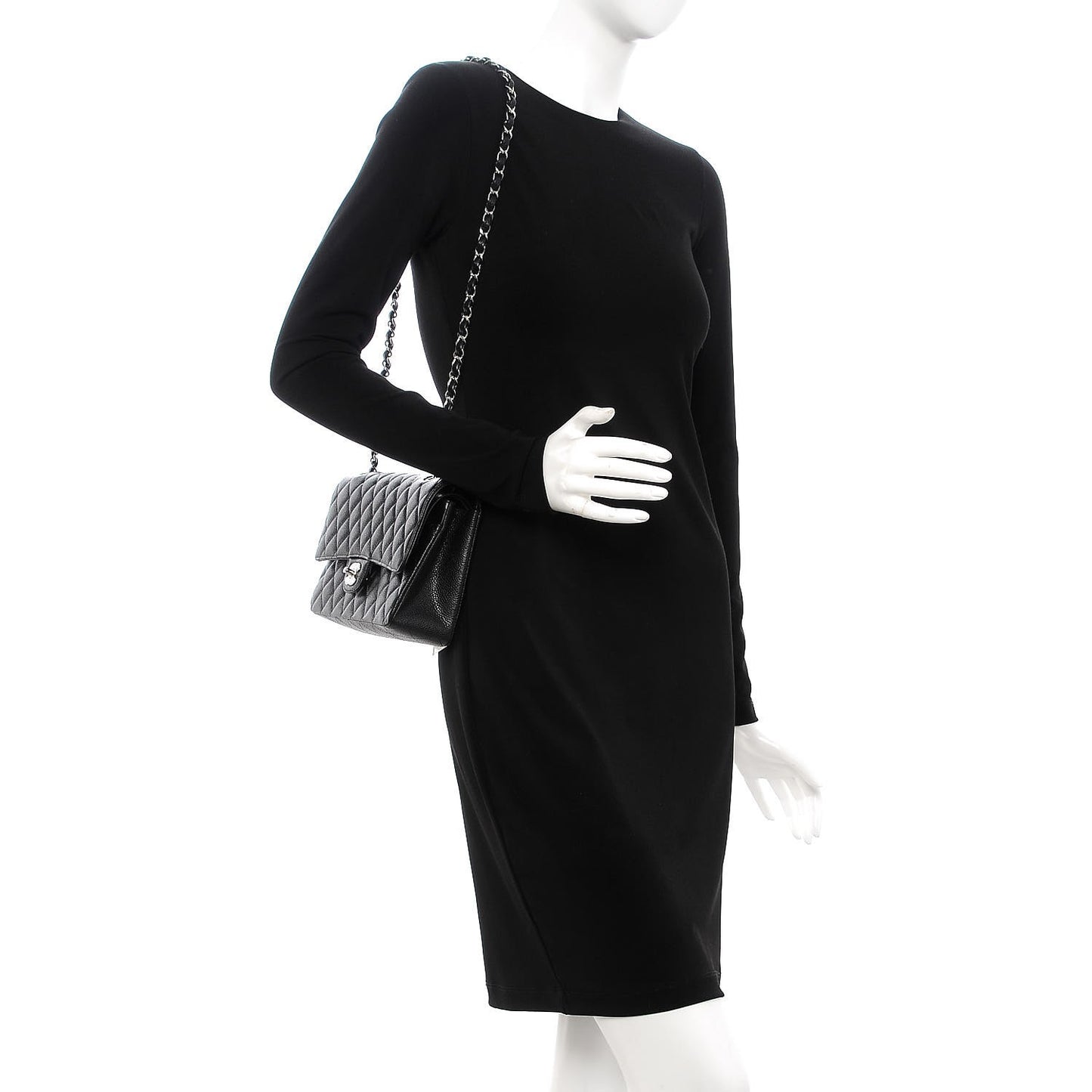 Caviar Quilted Medium Double Flap Black