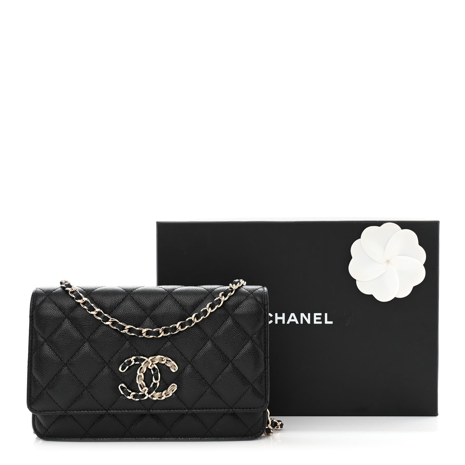 Chanel Caviar Quilted French New Wave Chain CC Wallet On Chain WOC Black 13 of 13