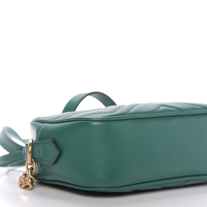 Gucci Calfskin Matelasse Mini GG Marmont Chain Shoulder Bag Emerald Green 6 of 9