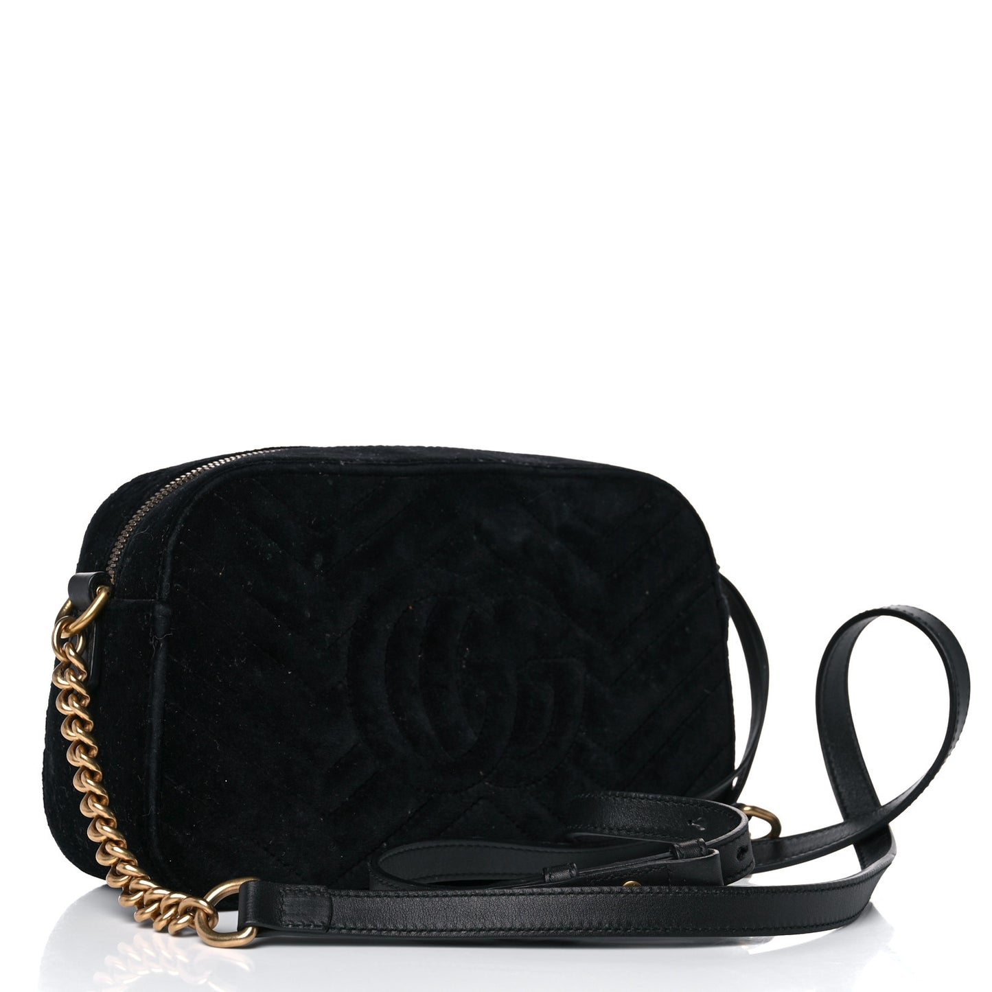 Velvet Matelasse Small GG Marmont Chain Shoulder Bag Black