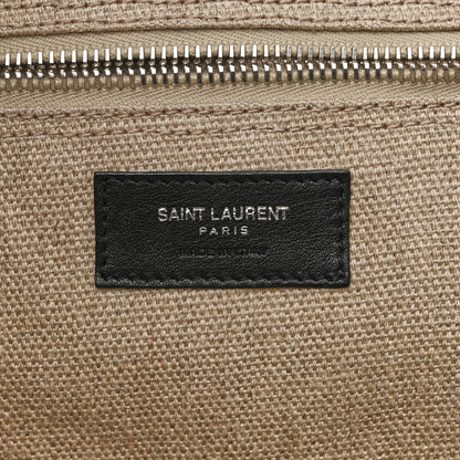 Saint Laurent Linen Calfskin Rive Gauche Tote Optic White 6 of 14