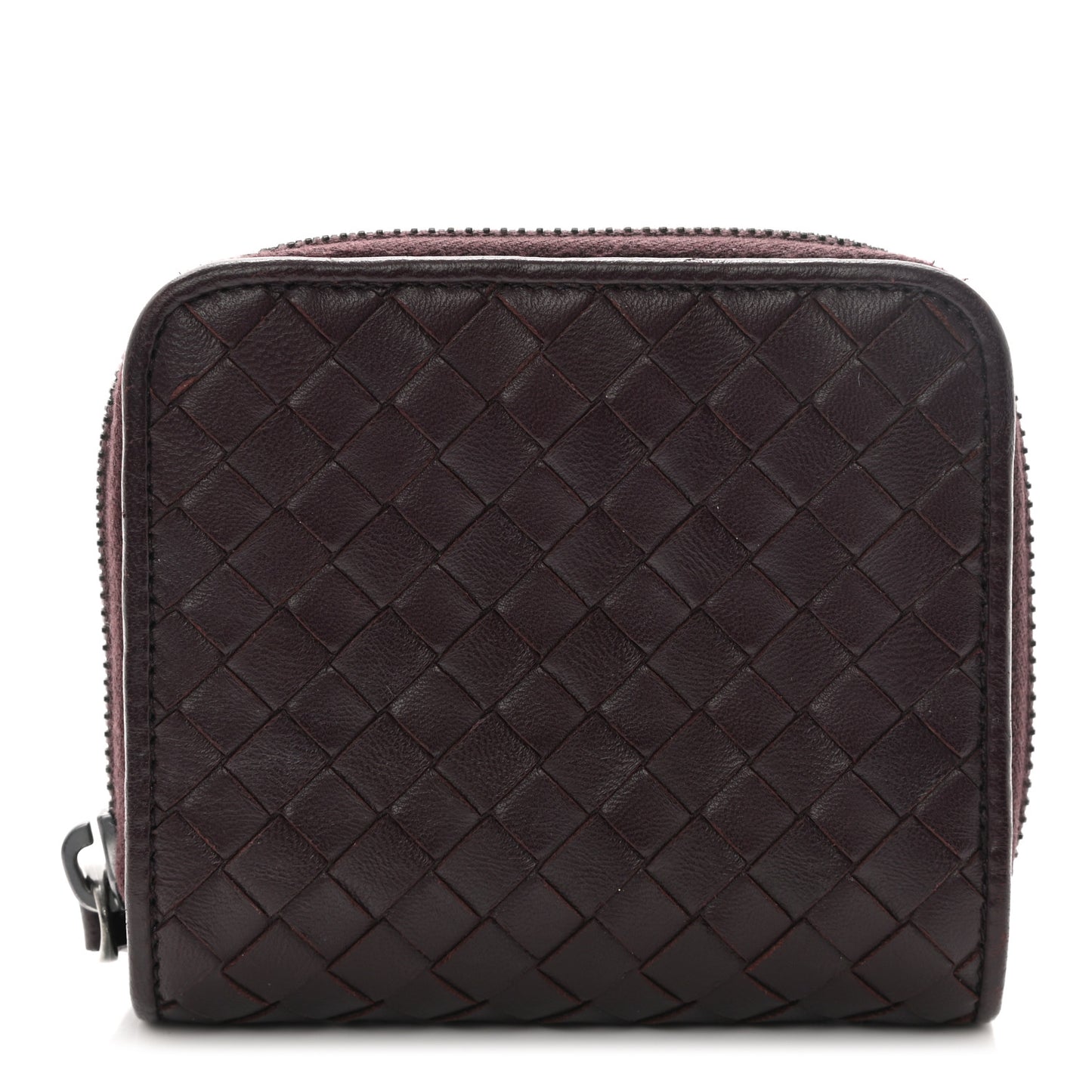 Nappa Intrecciato Zip Around Coin Purse Aubergine