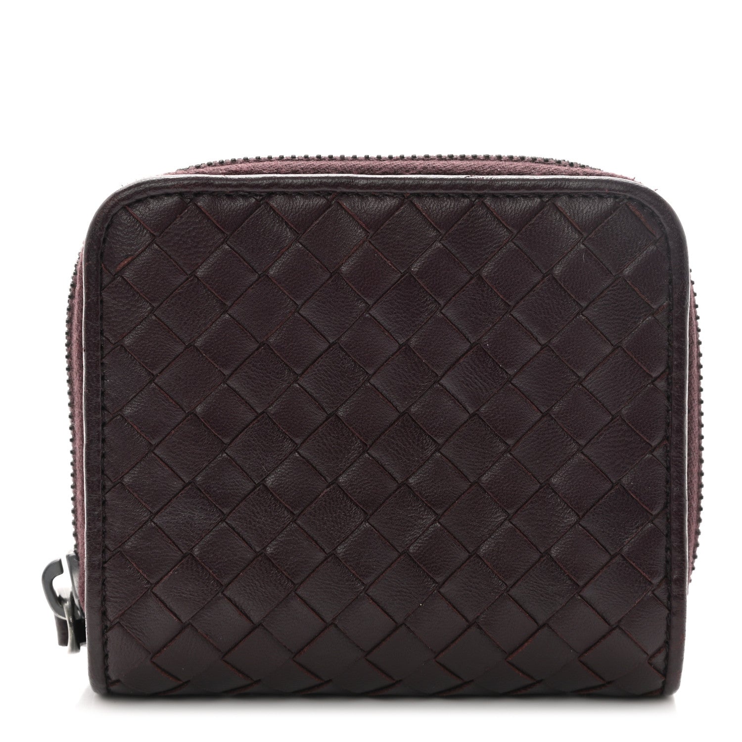 Bottega Veneta Nappa Intrecciato Zip Around Coin Purse Aubergine 1 of 9