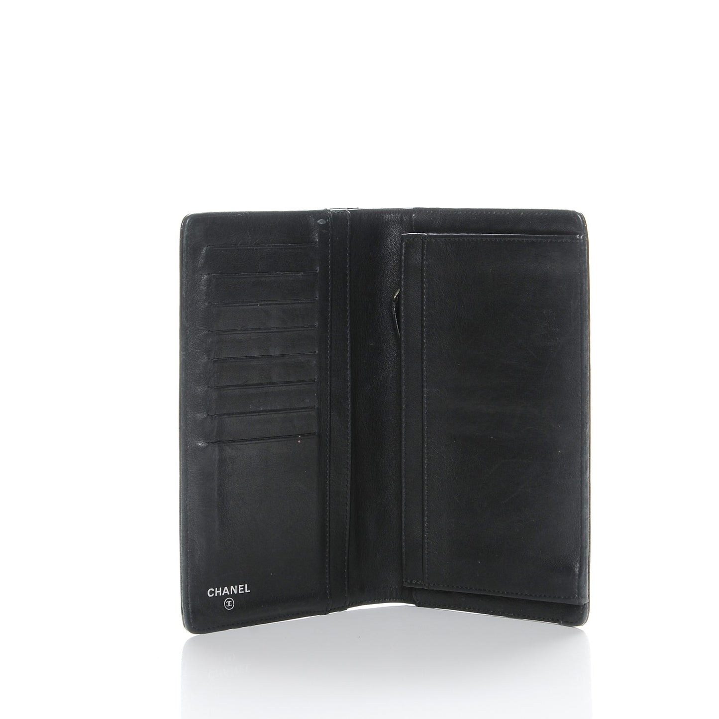 Grained Patent CC Yen Wallet Black