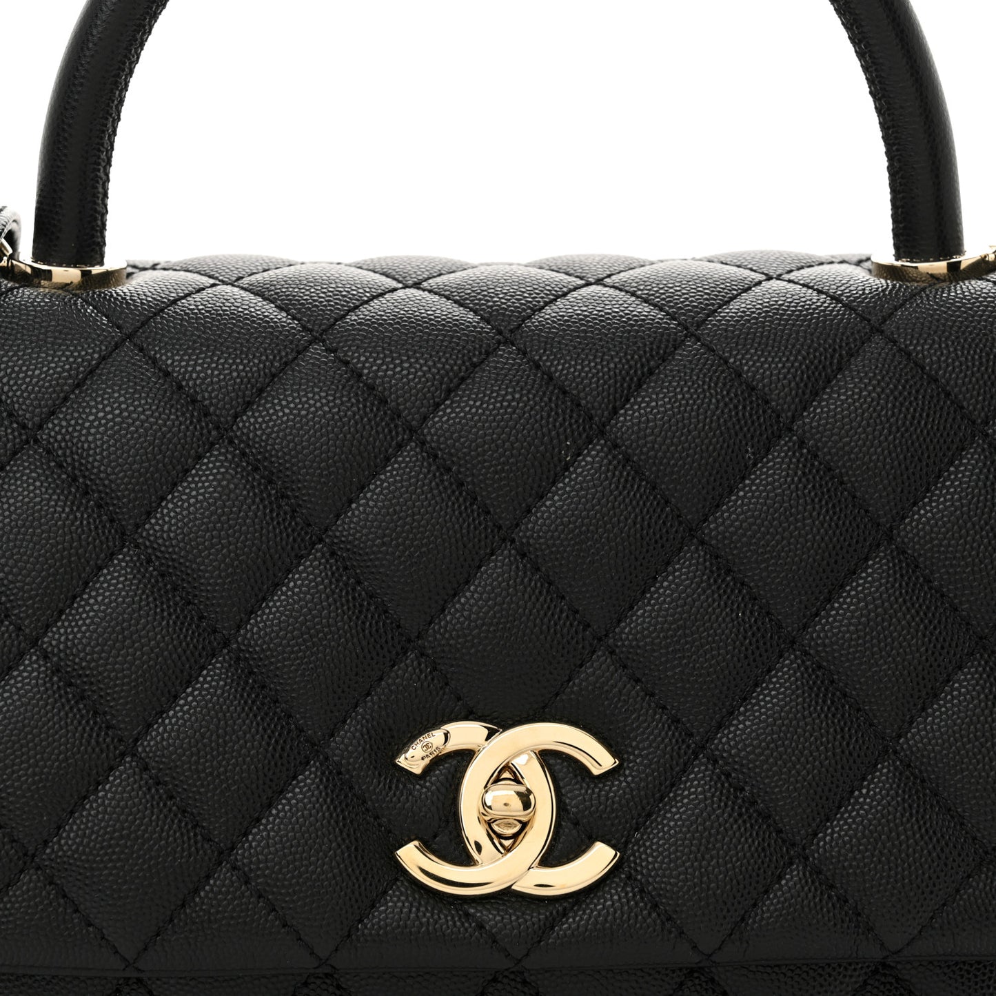 Caviar Quilted Small Coco Handle Flap Black