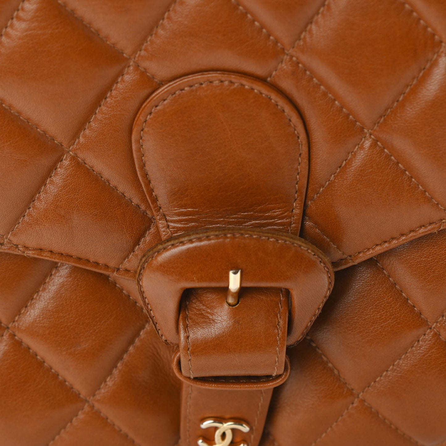Lambskin Quilted Small Single Flap Brown