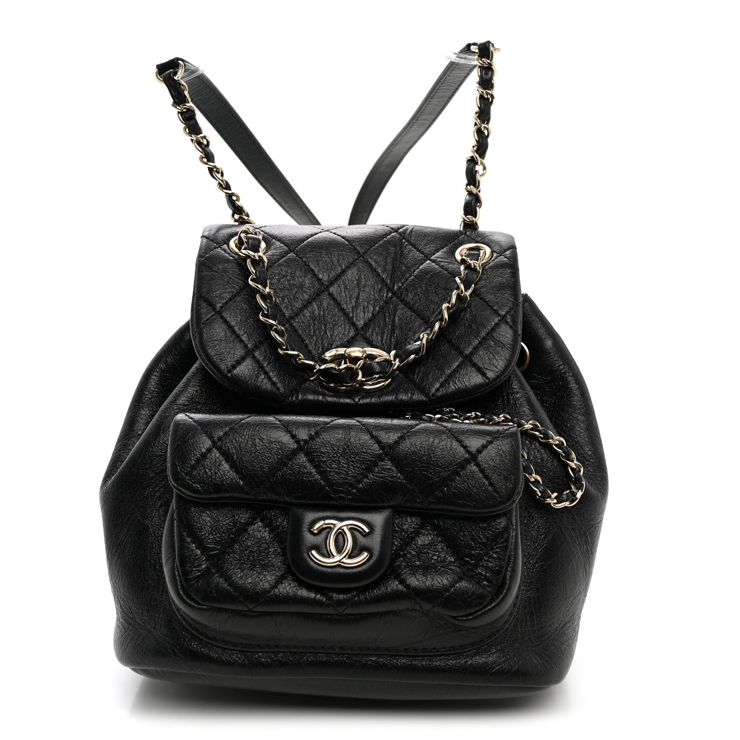 Chanel Glazed Aged Calfskin Quilted Small Duma Drawstring Backpack Black 1 of 10