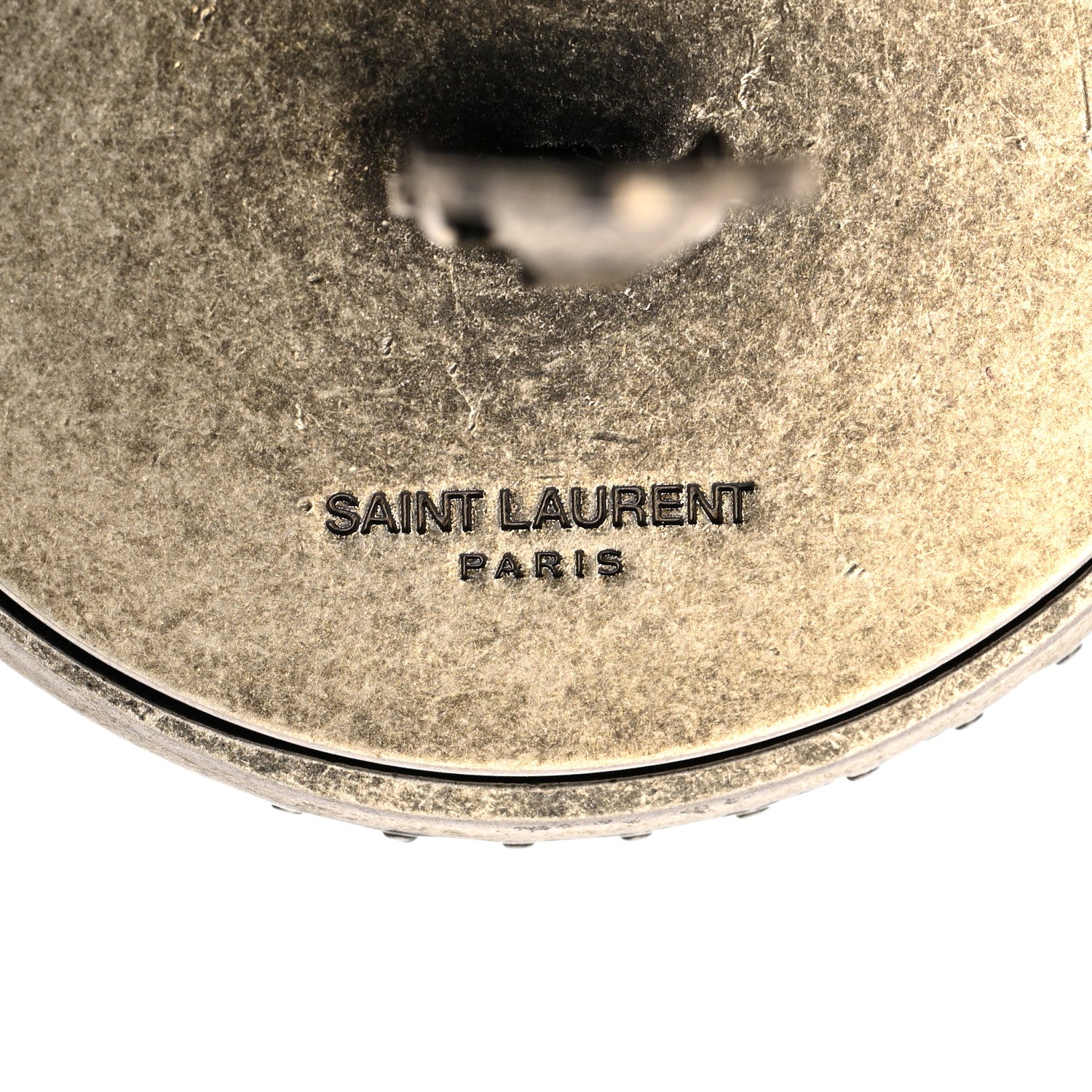 Saint Laurent Brass Crystal Oversized Ball Clip On Earrings Silver 4 of 4