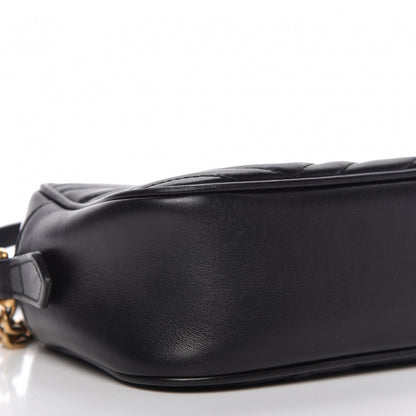 Gucci Calfskin Matelasse Small GG Marmont Chain Shoulder Bag Black 6 of 10