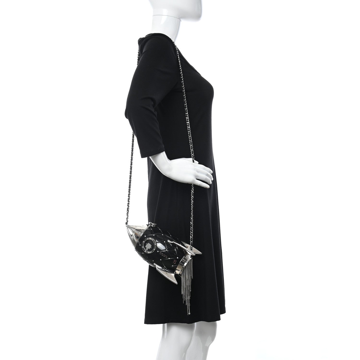 Chanel Plexiglass Crystal Rocket Ship Minaudière Clutch Black 2 of 6