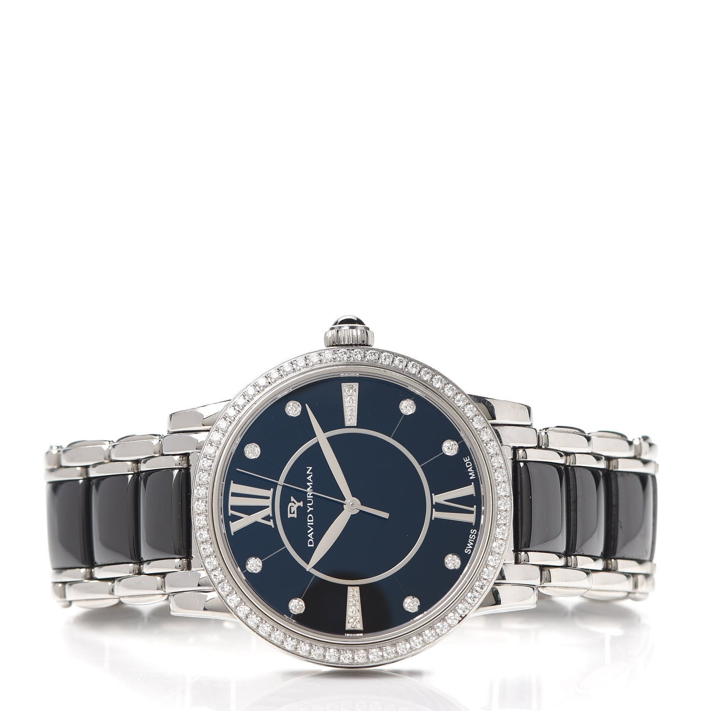 Stainless Steel Ceramic Diamond Bezel 38mm Classic Quartz Watch Black