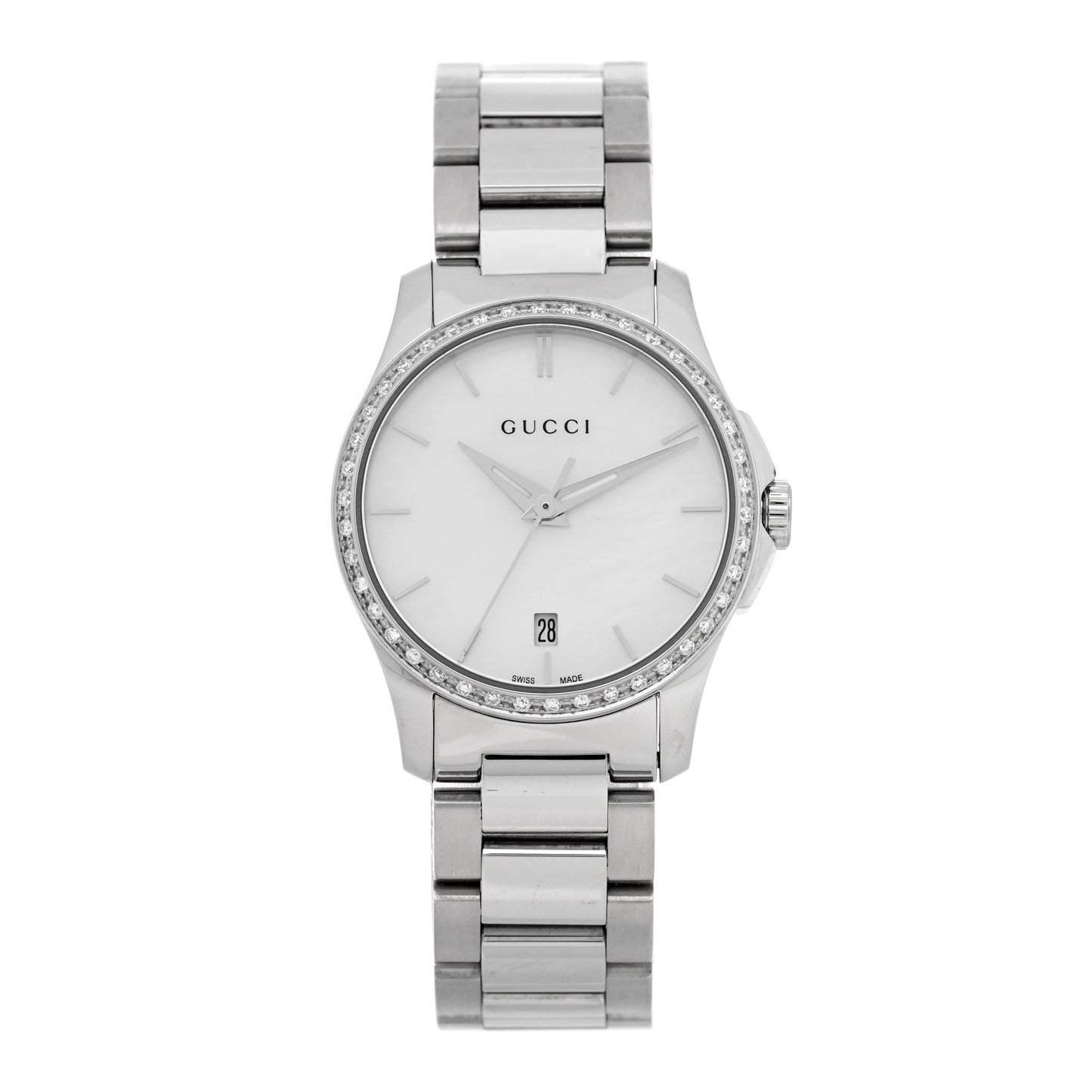 Stainless Steel Diamond Bezel Mother of Pearl 28mm G-Timeless Quartz Watch