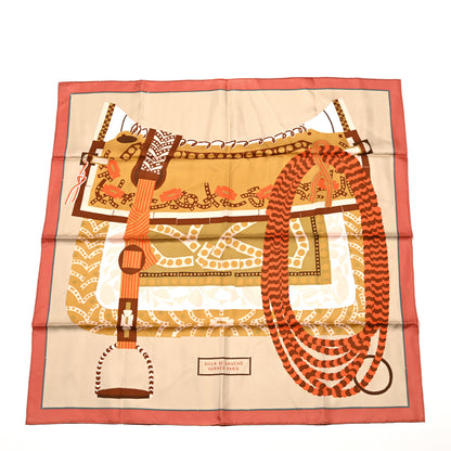Hermes Silk Silla De Gaucho Scarf 90 Rose Poudre Beige 1 of 5