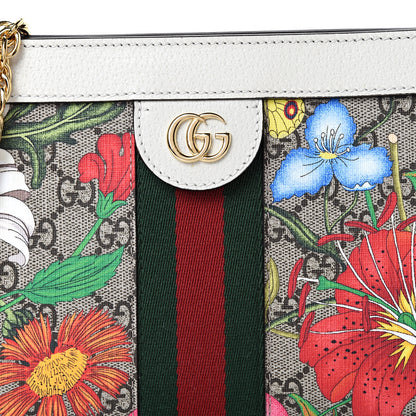 Gucci GG Supreme Monogram Flora Web Small Ophidia Chain Shoulder Bag White 7 of 11