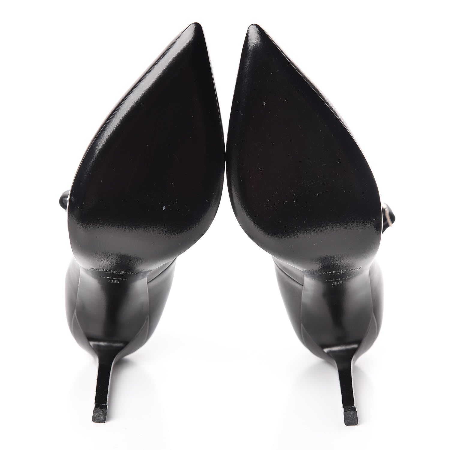 Saint Laurent Seta Calfskin Astra Paris 105 Ankle Strap Pumps 36 Black 7 of 12