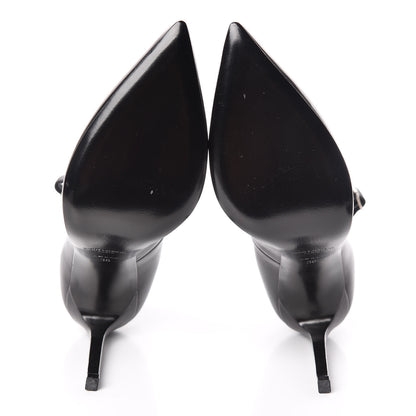 Saint Laurent Seta Calfskin Astra Paris 105 Ankle Strap Pumps 36 Black 7 of 12