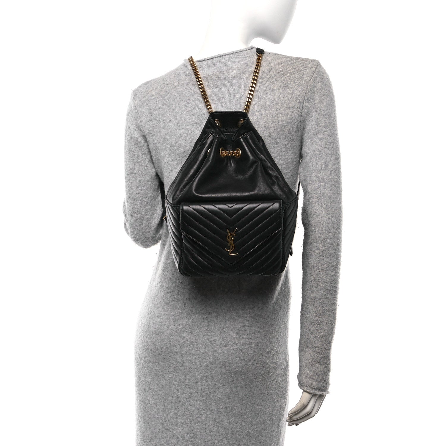 Saint Laurent Lambskin Matelasse Monogram Joe Backpack Black 2 of 11