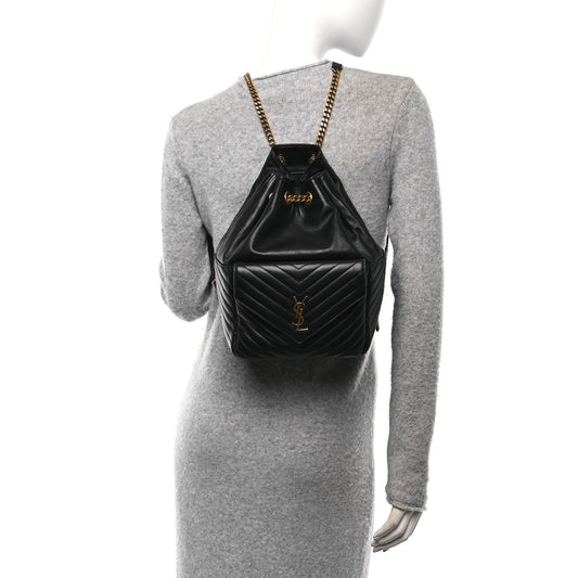 Lambskin Matelasse Monogram Joe Backpack Black