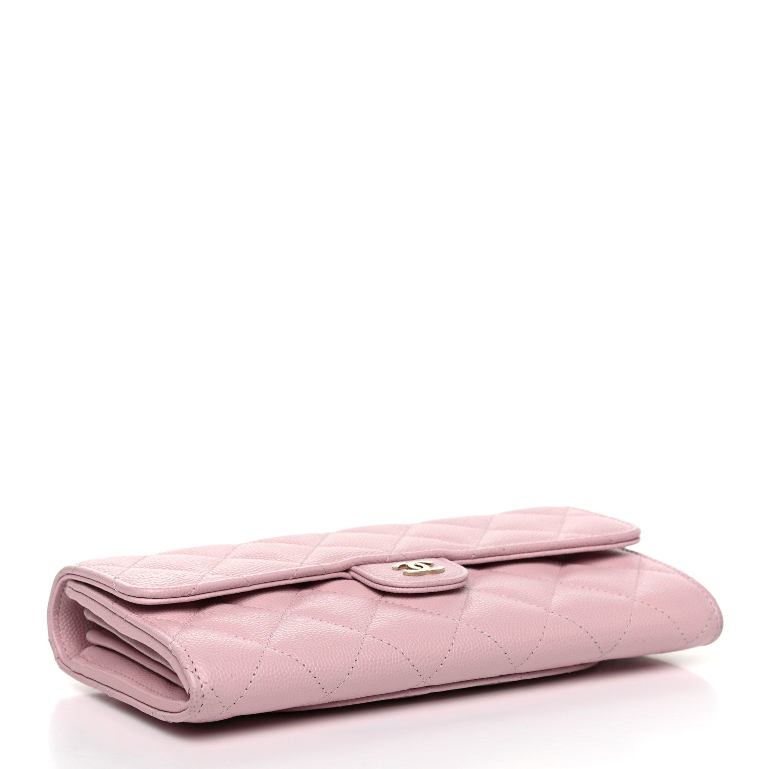 Chanel Caviar Quilted Large Gusset Flap Wallet Light Pink 4 of 9
