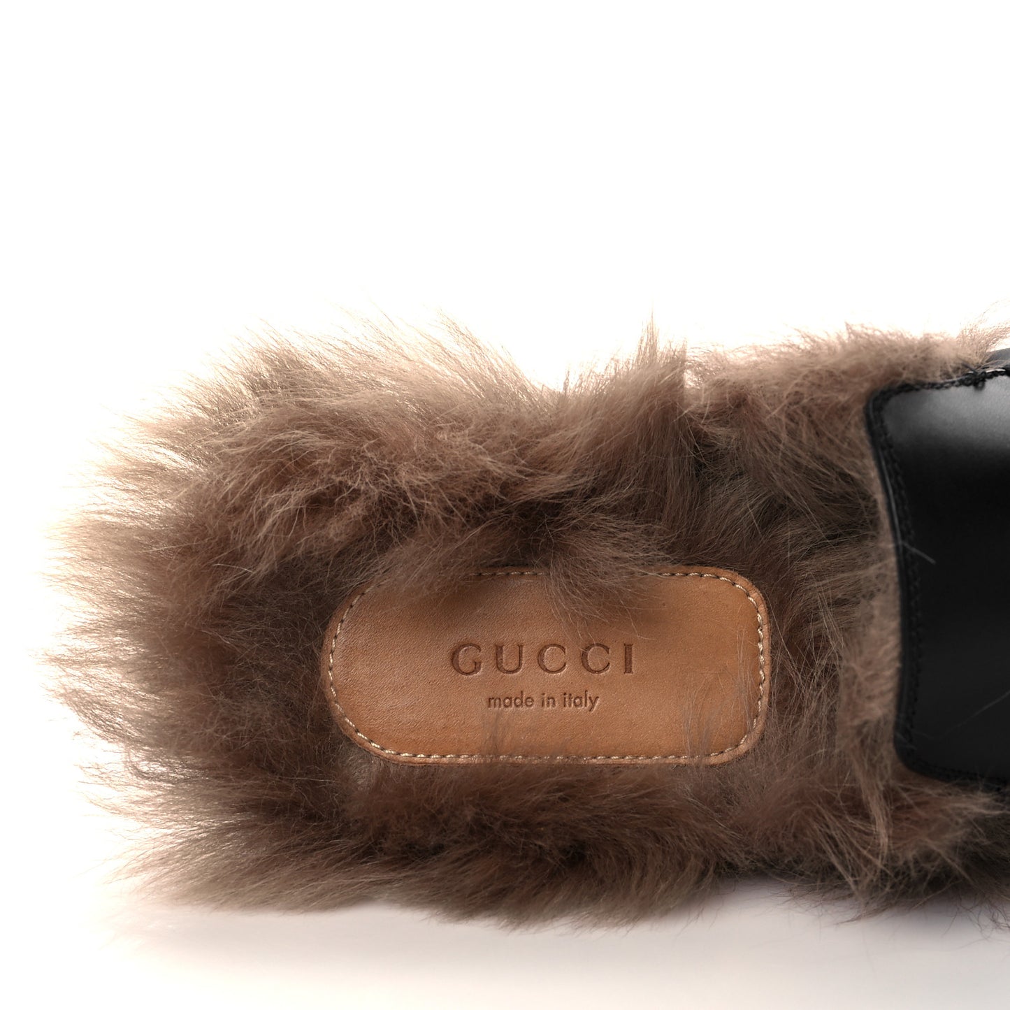 Calfskin Fur Womens Princetown Slippers 39.5 Black