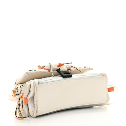 Balenciaga Faux Calfskin Fabric Glow In The Dark Small Sneakerhead Top Handle Bag White Orange 4 of 15