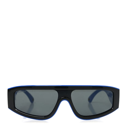 Chanel Acetate Cat Eye Sunglasses 6057 Black Blue 2 of 7