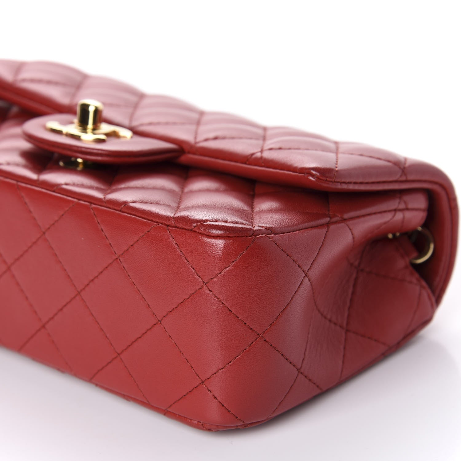 Chanel Lambskin Quilted Mini Rectangular Flap Red 7 of 11
