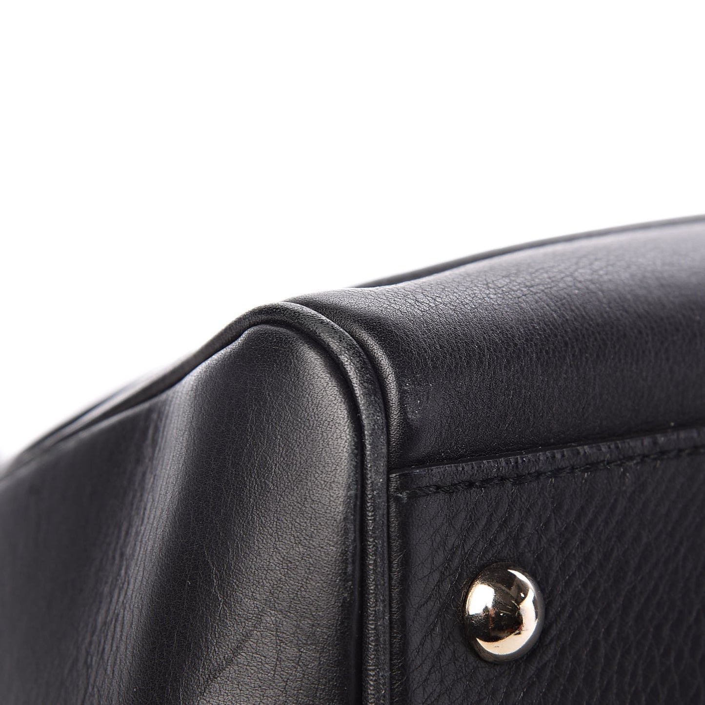 Calfskin Bold Bamboo Medium Top Handle Bag Black