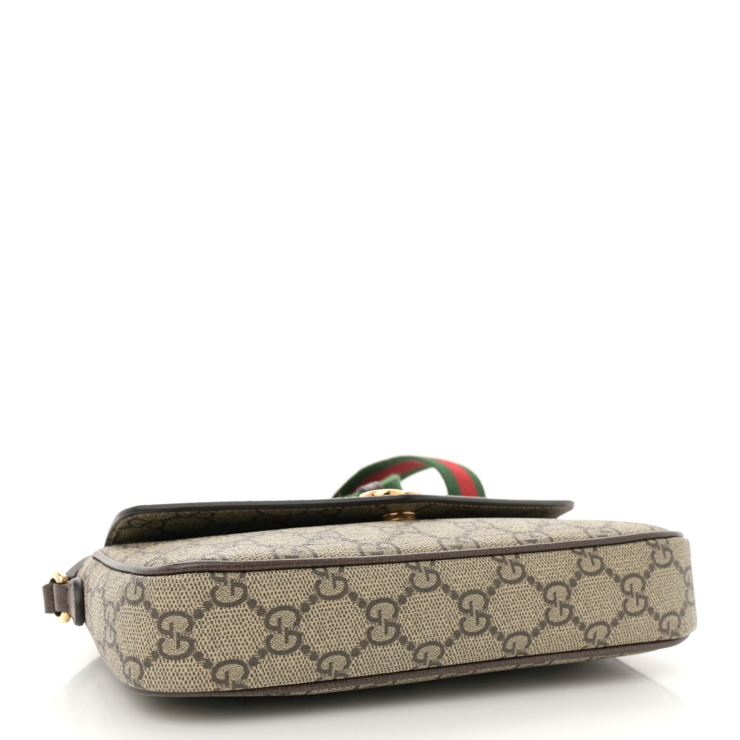 GG Supreme Monogram Textured Dollar Calfskin Web Mini Ophidia Envelope Shoulder Bag Beige Ebony New Acero