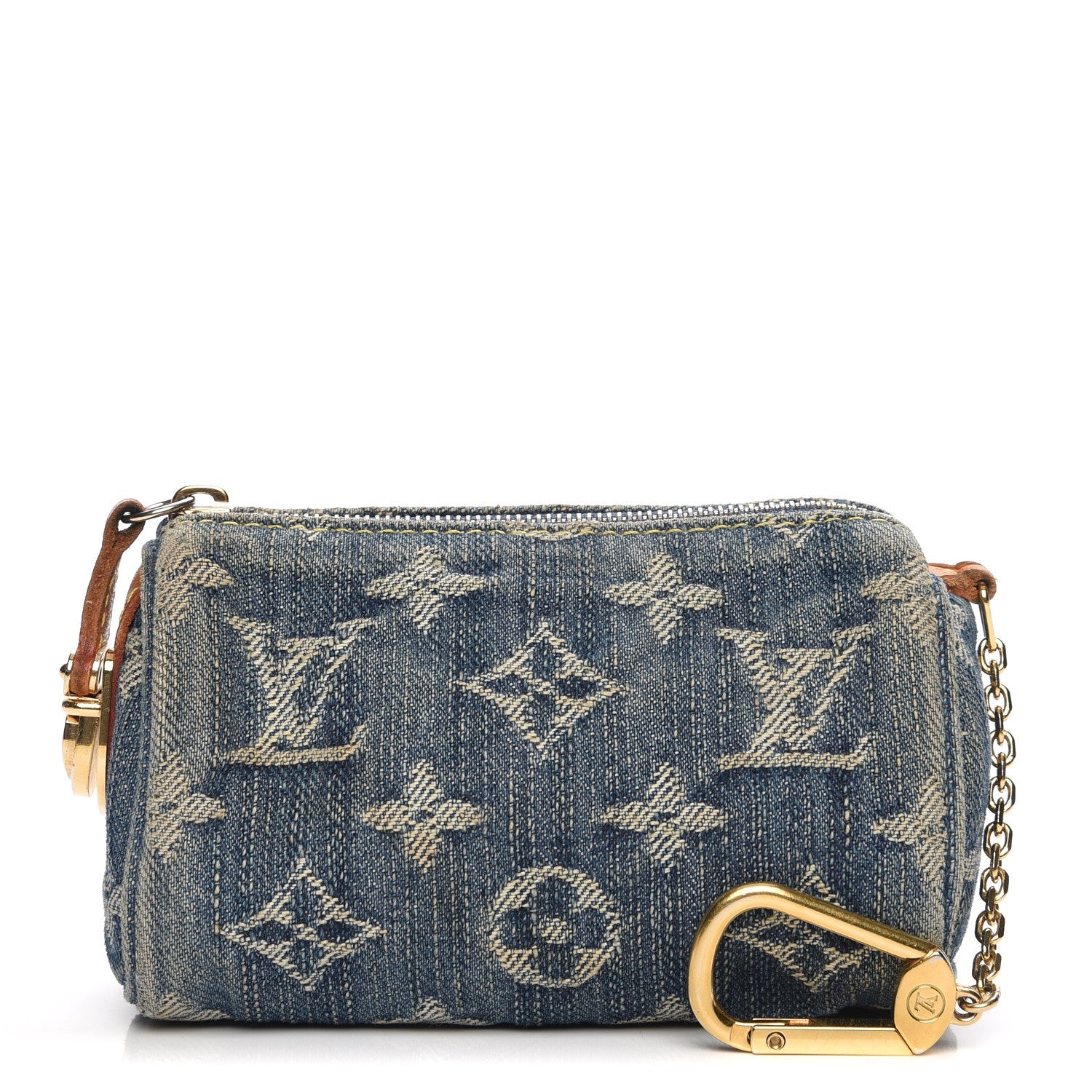 Louis Vuitton Monogram Denim Pochette Speedy PM Key Holder Blue 1 of 7