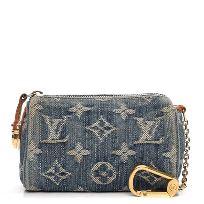 Louis Vuitton Monogram Denim Pochette Speedy PM Key Holder Blue 1 of 7