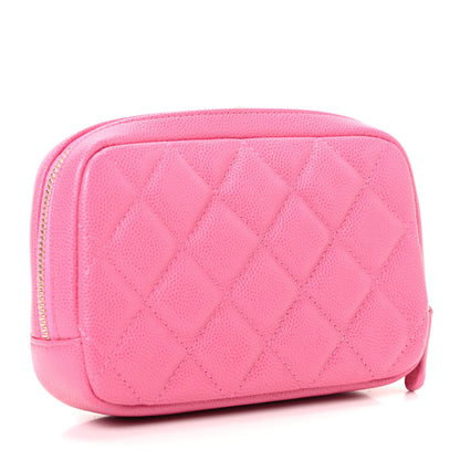 Chanel Caviar Quilted Small Curvy Pouch Cosmetic Case Pink 3 of 8