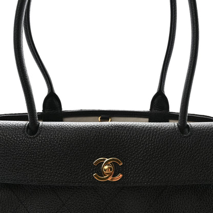 Chanel Grained Calfskin Stitched Urban Essentials Small Shopping Bag Black 8 of 10