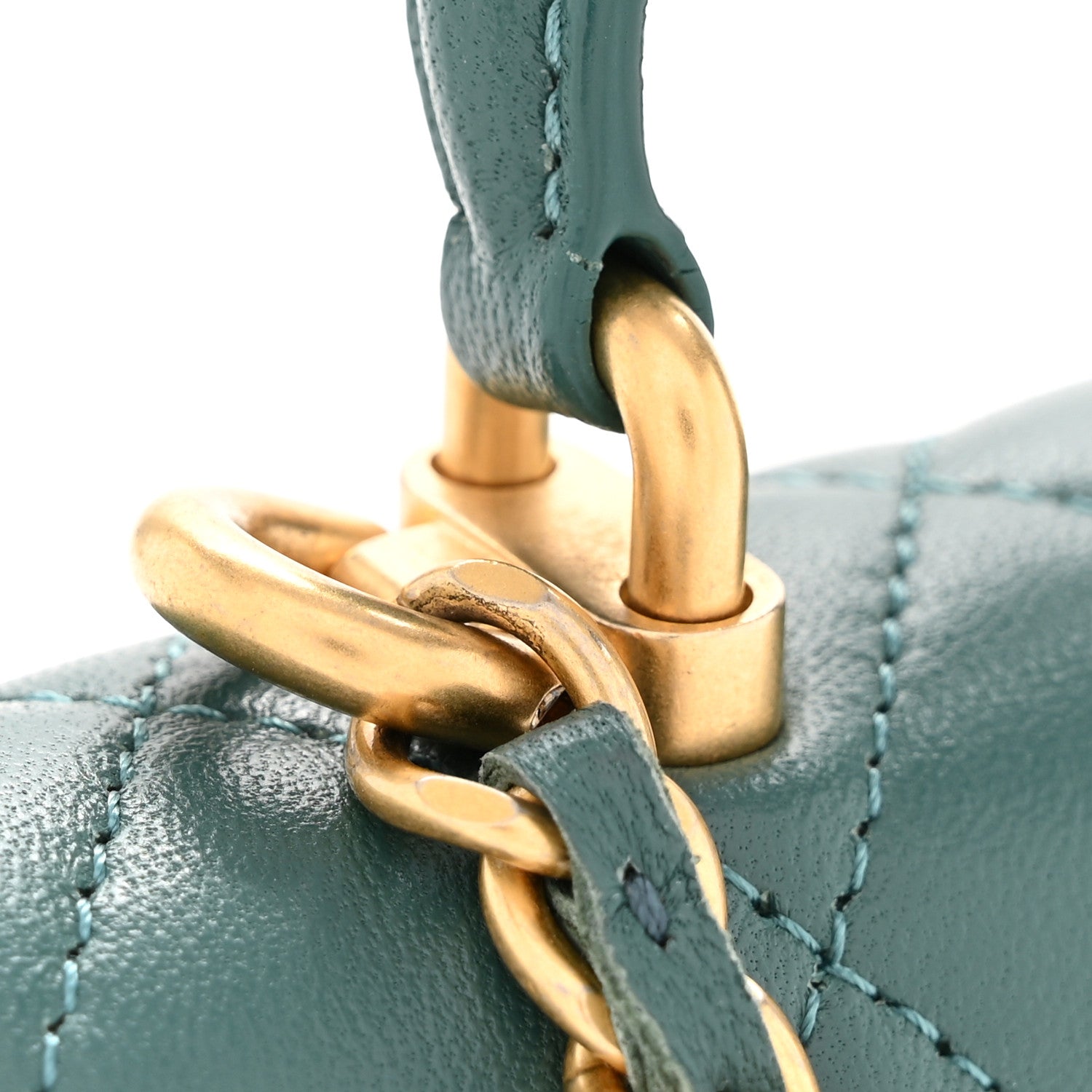 Chanel Lambskin Quilted Top Handle Flap Coin Purse With Chain Green 12 of 12