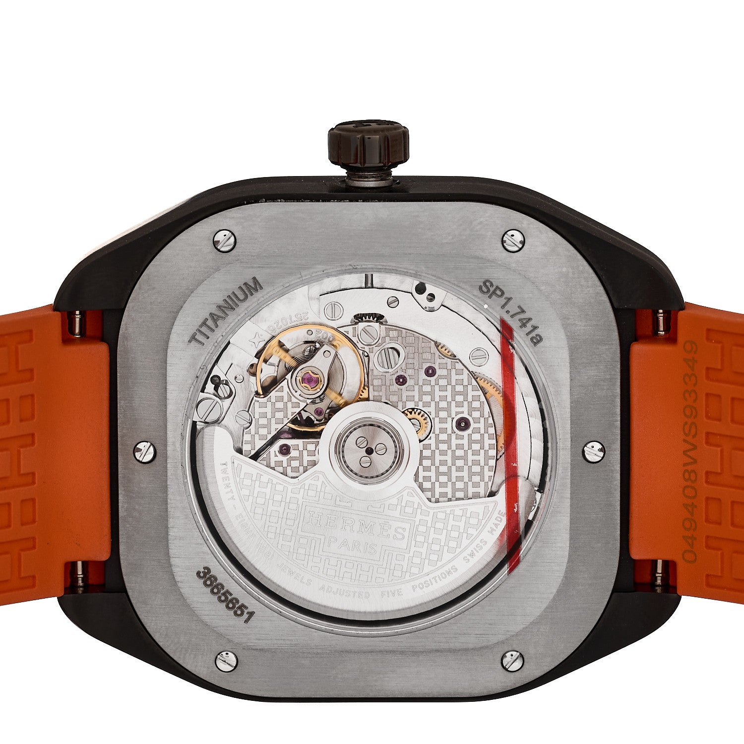 Hermes DLC Coated Titanium Rubber 39mm H08 Automatic Watch Orange 4 of 5