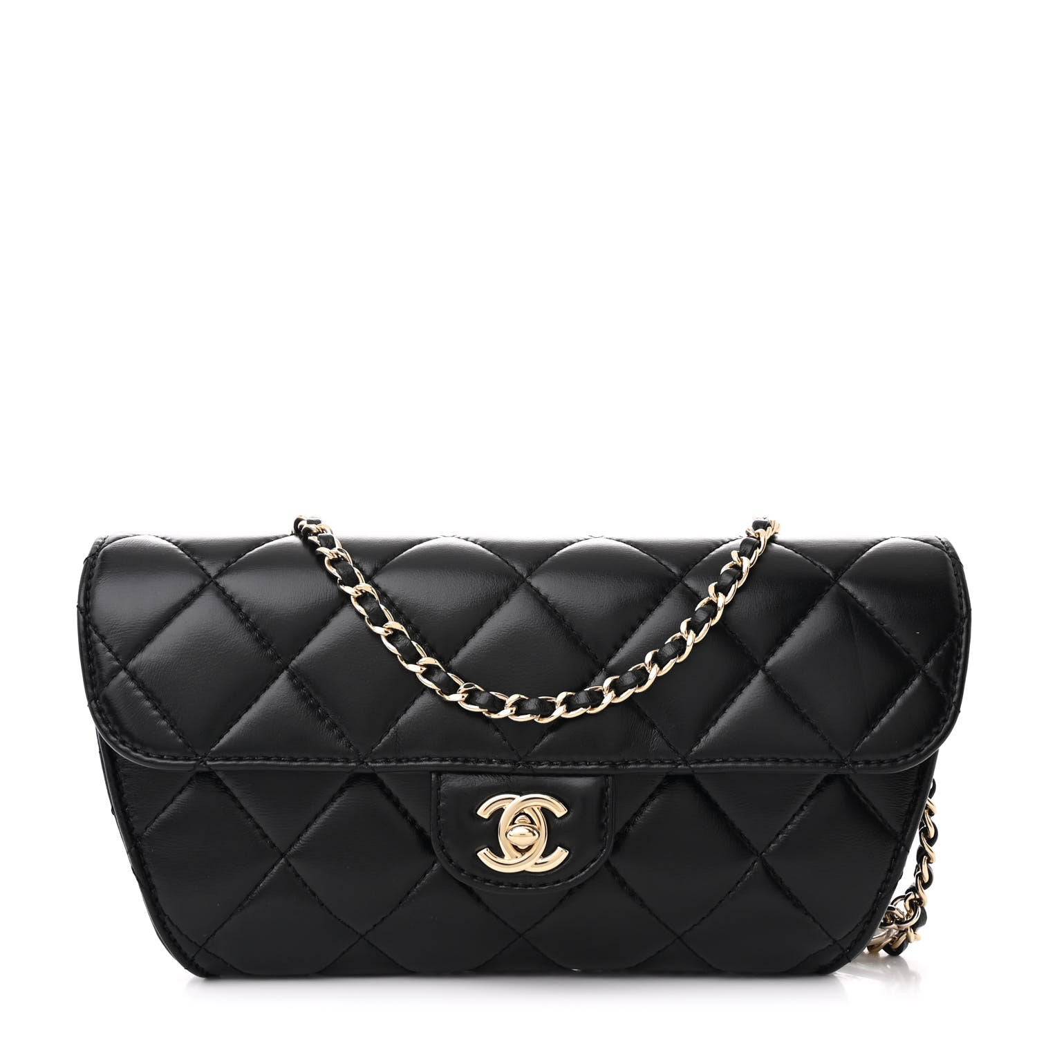 Chanel Lambskin Quilted Flap Clutch Bag With Chain Black 1 of 11