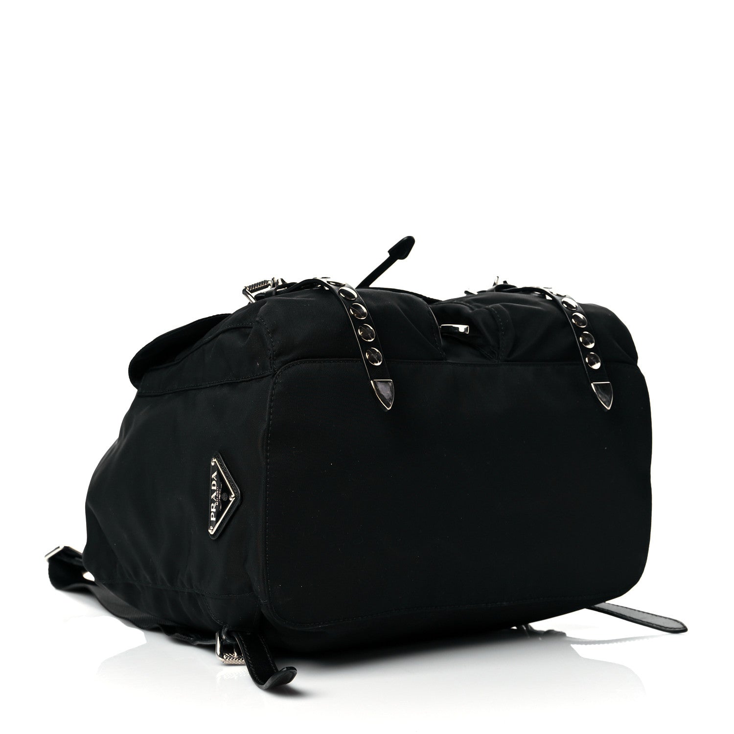 Prada Nylon New Vela Studded Backpack Black 4 of 10