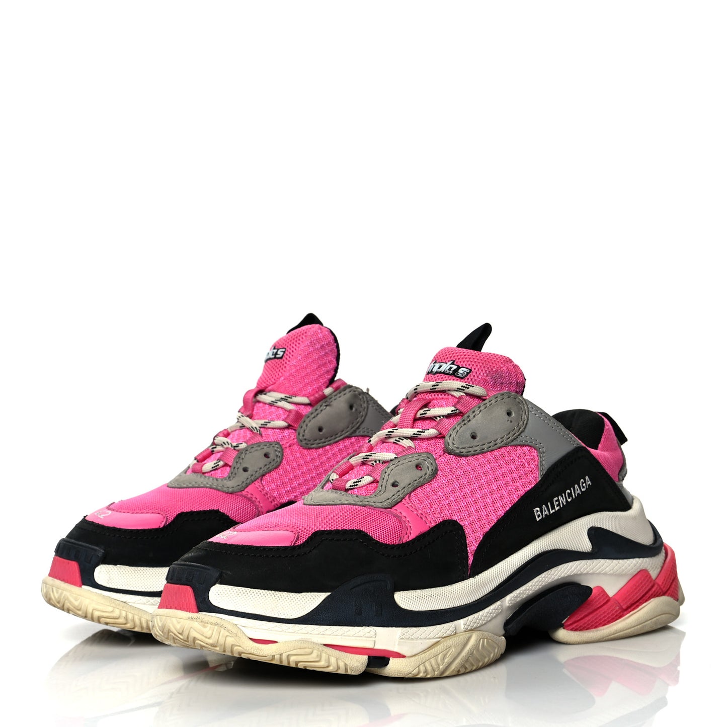 Fabric Mesh Womens Triple S Sneakers 42 Fluo Pink Grey White
