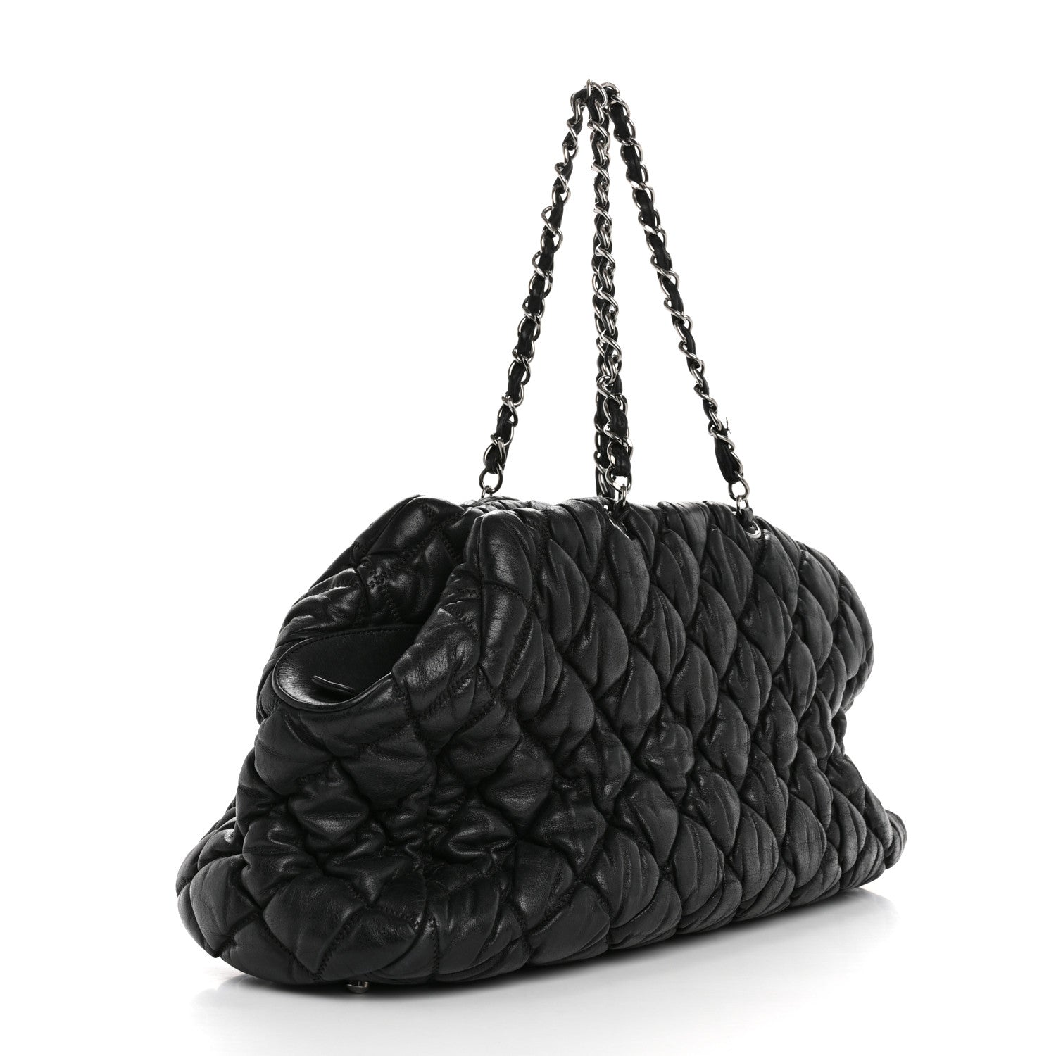 Chanel Calfskin Bubble Quilt Bowler Black 3 of 14