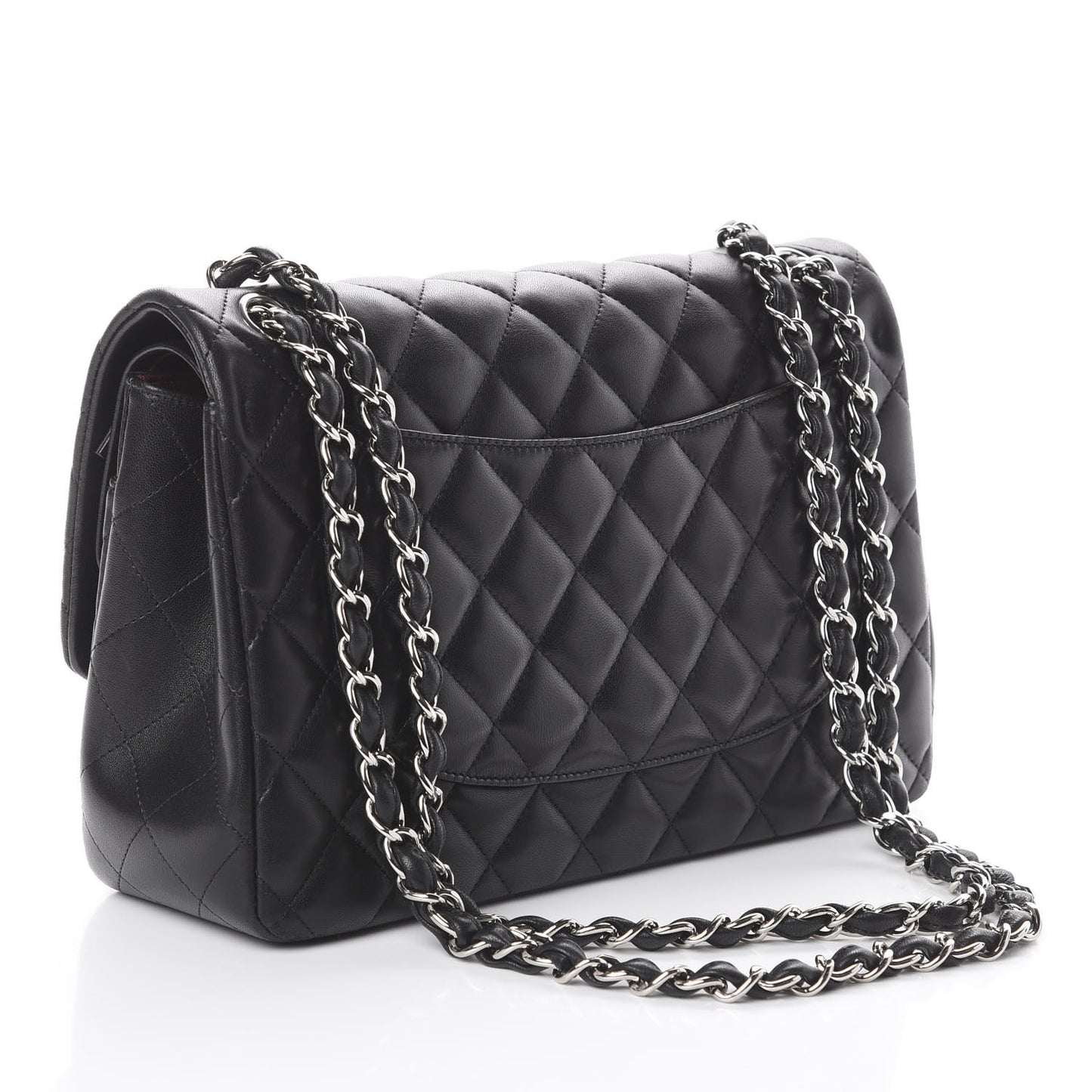 Lambskin Quilted Jumbo Double Flap Black