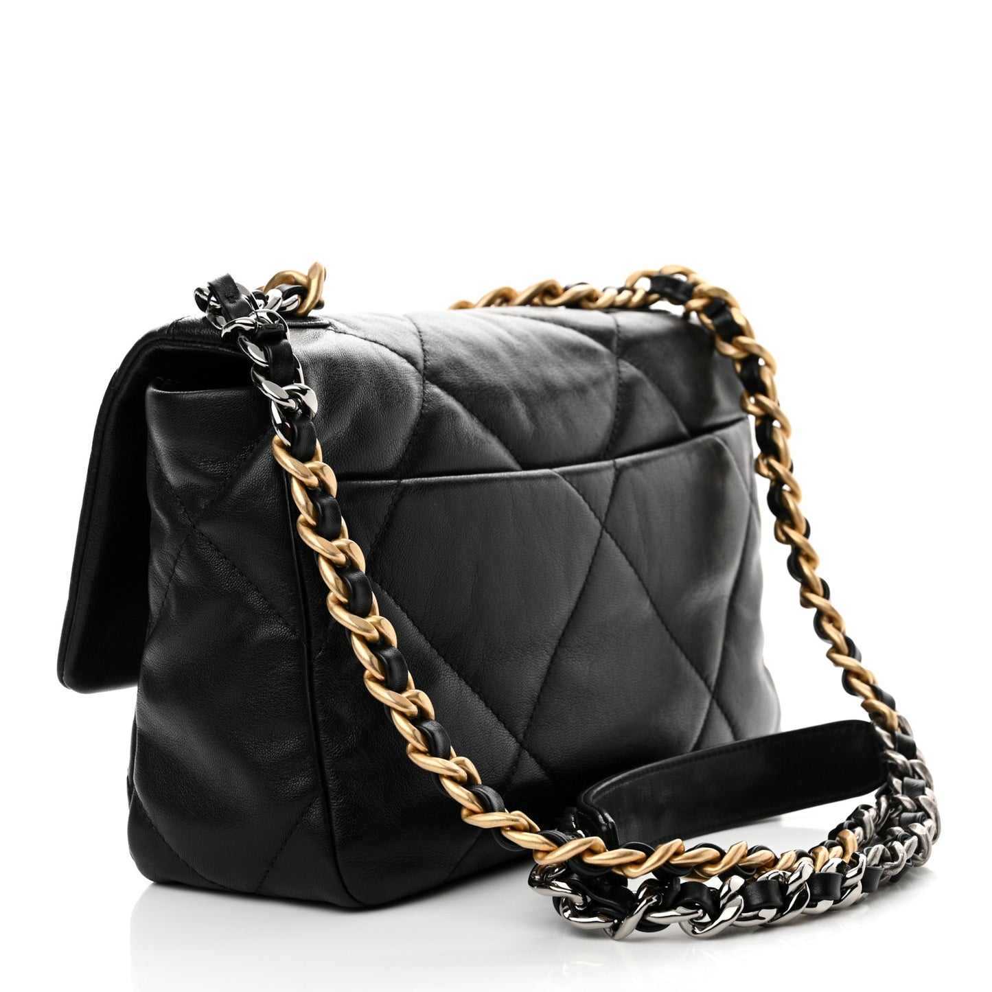 Goatskin Quilted Medium Chanel 19 Flap Black