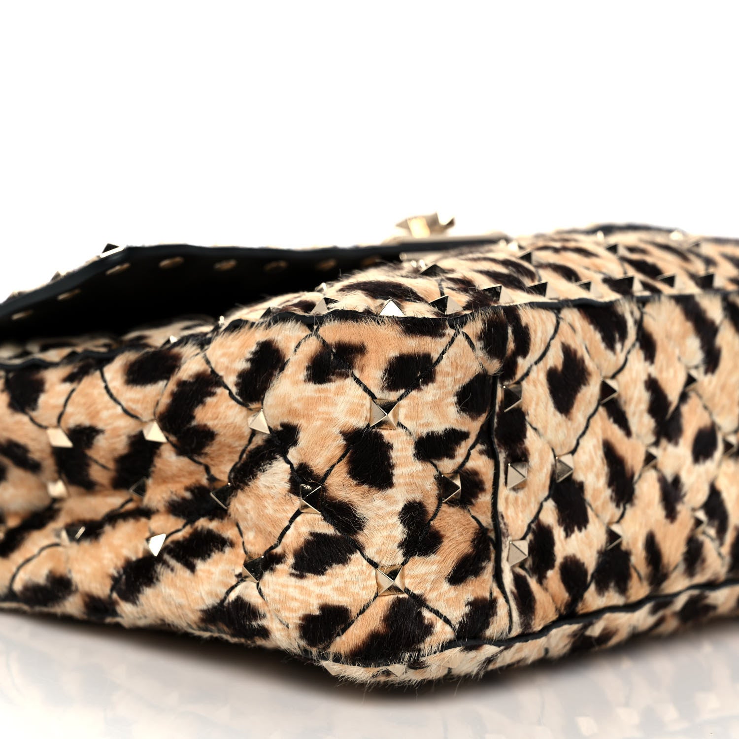 Valentino Garavani Calf Hair Leopard Print Medium Rockstud Spike Shoulder Bag 7 of 9