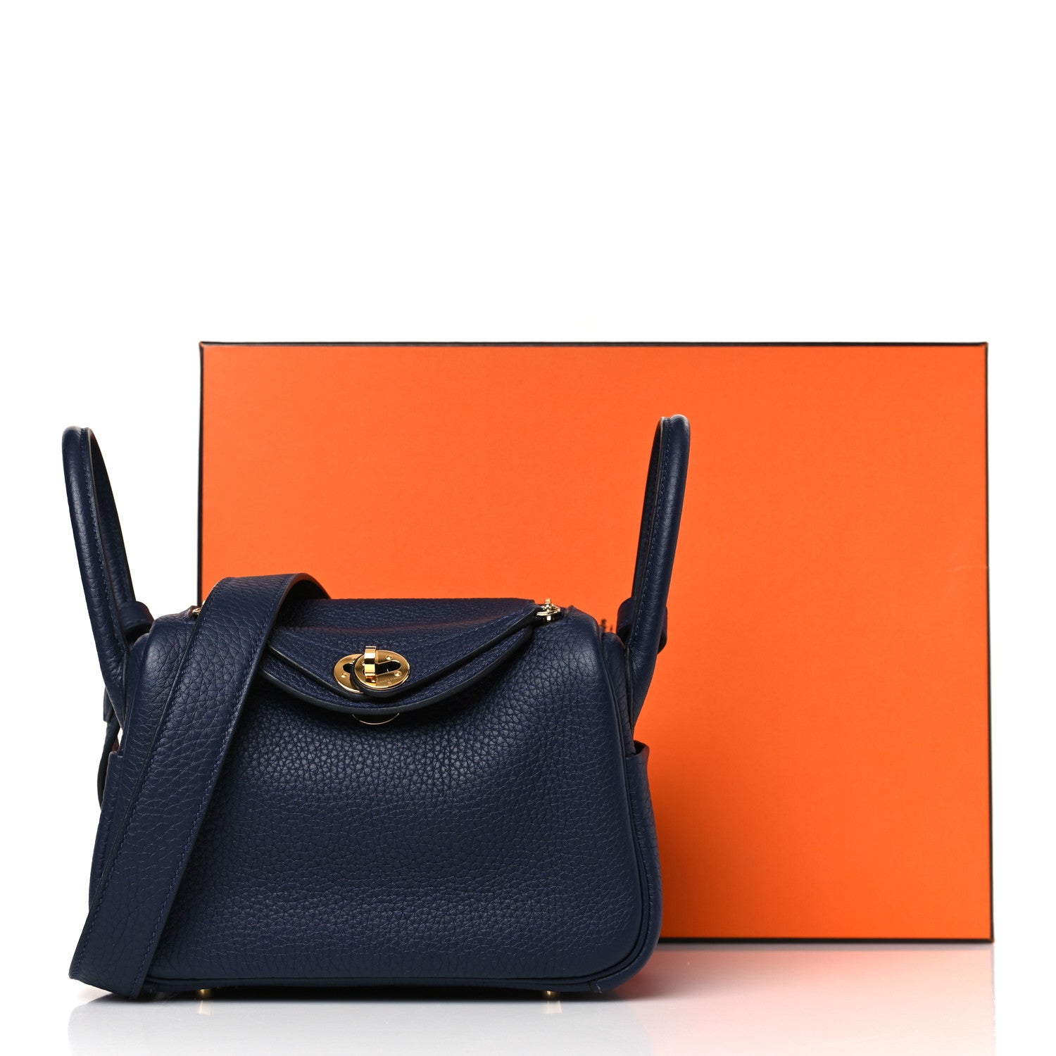 Hermes Taurillon Clemence Mini Lindy 20 Bleu Saphir 10 of 10