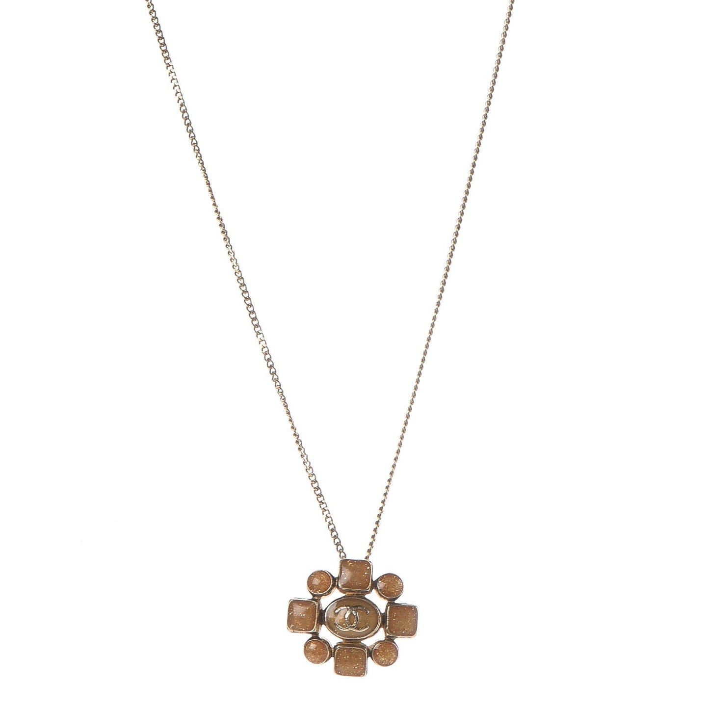 Gripoix Poured Glass Crystal CC Necklace Gold