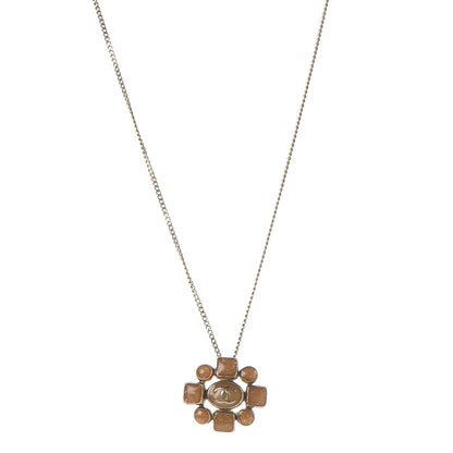 Chanel Gripoix Poured Glass Crystal CC Necklace Gold 1 of 6
