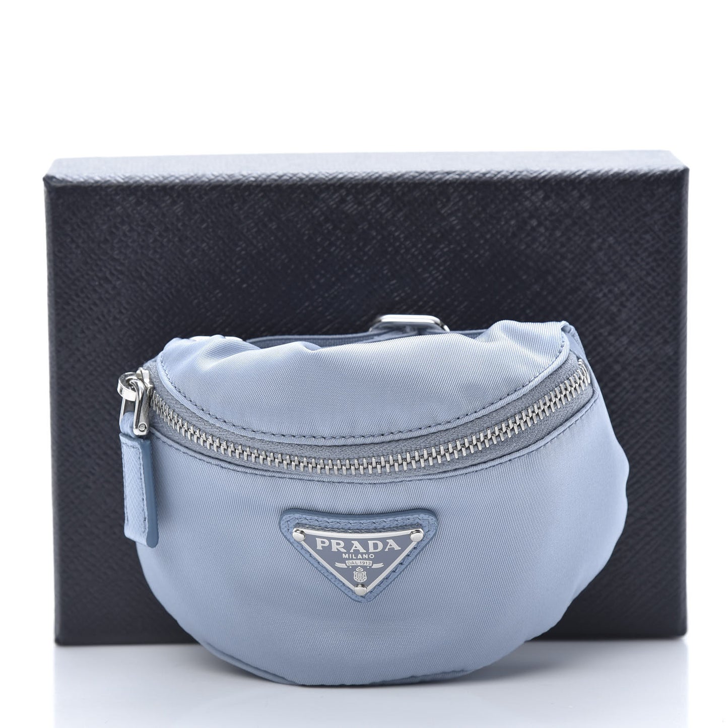 Tessuto Nylon Travel Saffiano Metal Triangle Logo Mini Arm Pouch Astrale