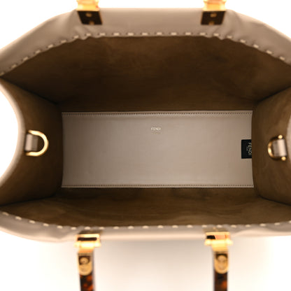 Fendi Vitello King Plexiglass Elaphe Python Print Logo Medium Fendi Sunshine Shopper Tote Tartufo Daisy Roccia 5 of 14