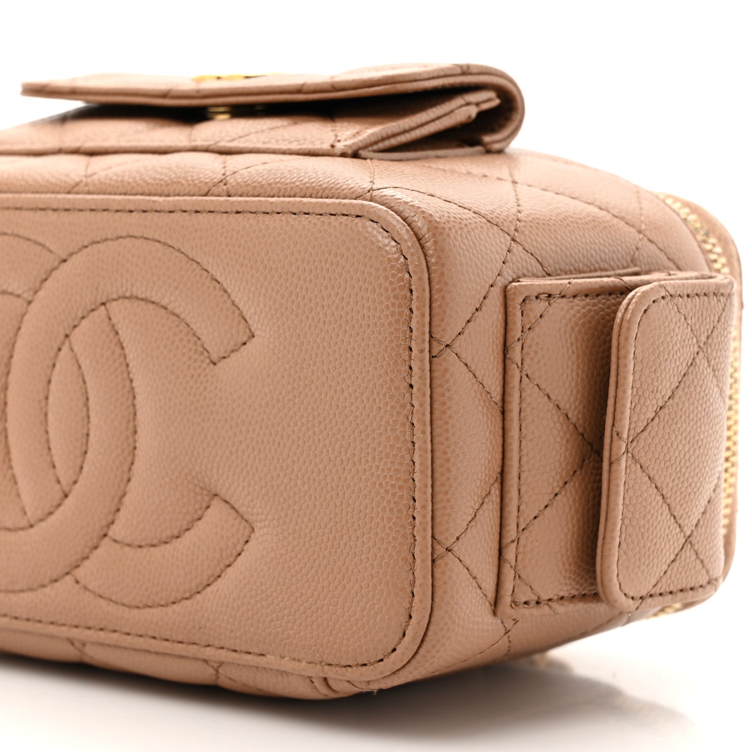 Chanel Caviar Quilted Polly Pocket East West Top Vanity With Chain Brown 10 of 11